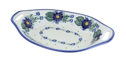 Forget Me Not Oval Dish with Handles